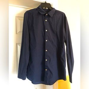 H&M Men’s Slim Fit Easy-iron Shirt | Large | NAVY